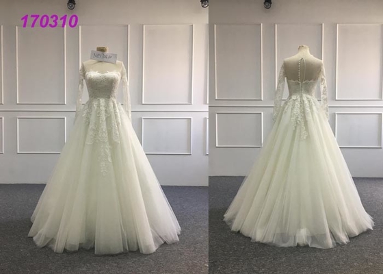 Bridal Beautiful A Line Wedding Dresses / Ivory Long Sleeve Backless Wedding Dress