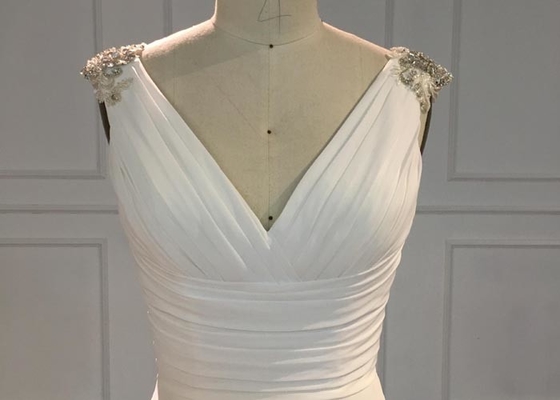 Handmade Simple A Line Wedding Dress / Casual Sleeveless Wedding Ball Gown