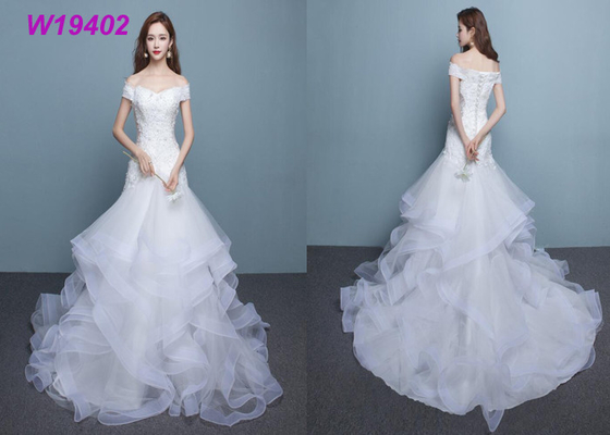 Elegant Off The Shoulder Mermaid Wedding Dress / Unique Lace Mermaid Trumpet Wedding Dress