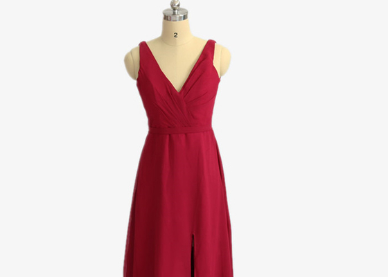 Floor Length Red Bridesmaid Dresses / Straps Sweetheart Neckline Bridesmaid Dresses