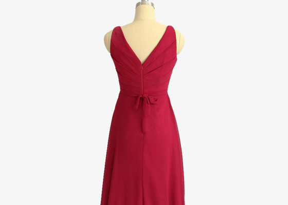 Floor Length Red Bridesmaid Dresses / Straps Sweetheart Neckline Bridesmaid Dresses