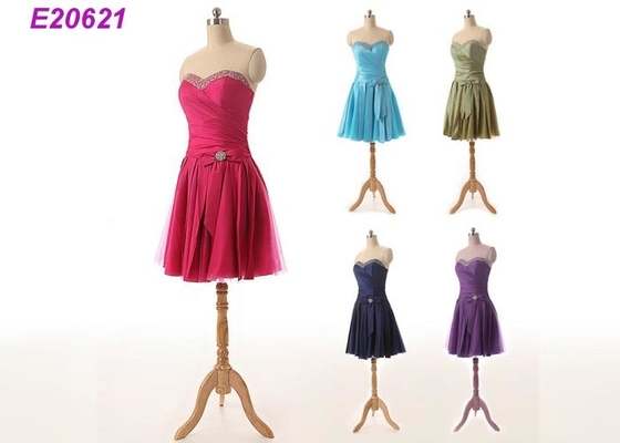 Chiffon- purpurrote Cocktailkleider für Hochzeiten, Damen-Knie-Längen-Cocktailkleid