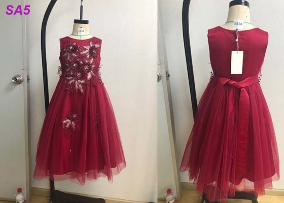 Die Blumen-Mädchen-Kleider der schöne Spitze-Kinder für O Hals der Geburtstagsfeier-in voller Länge