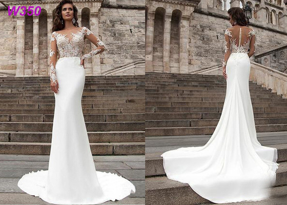 Setzen Sie Reihe knöpfen hintere böhmische Brautkleid der Hochzeitskleidmeerjungfrau-Türkei 2019 auf den Strand
