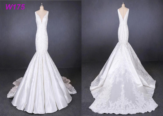 Bügelsatinmeerjungfraubrautkleider-Brautkleider fertigen gemacht 2019 besonders an